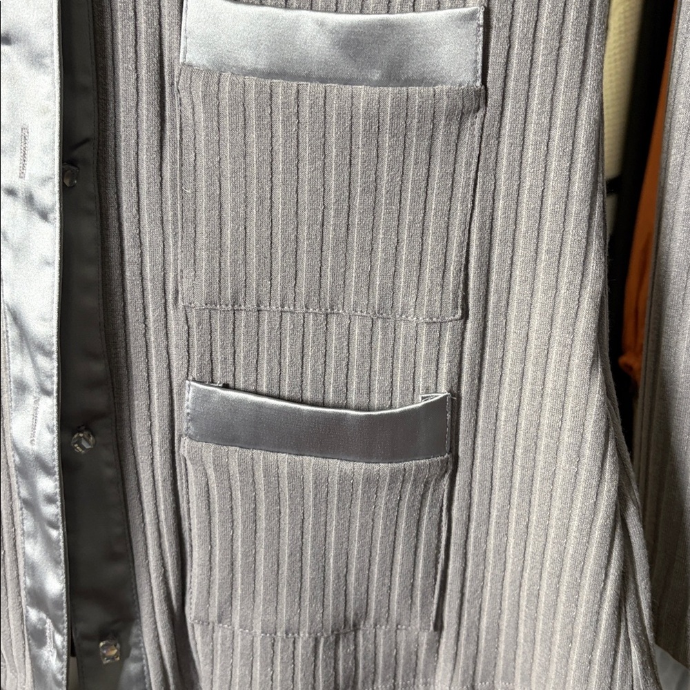 Area Stars Gray Cardigan Ribbed Knit - Picture 6 of 6